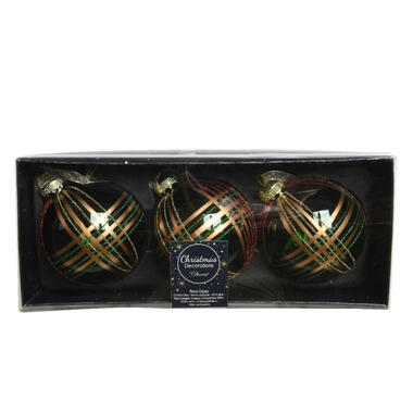 Decoris Kerstballen - 3 stuks - brass groen - 8 cm product