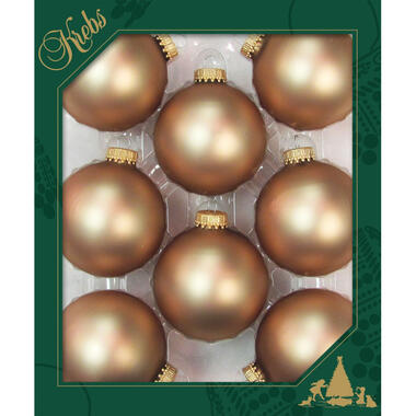 Krebs kerstballen - 8x st - cappuccino velvet bruin - 7 cm - glas product