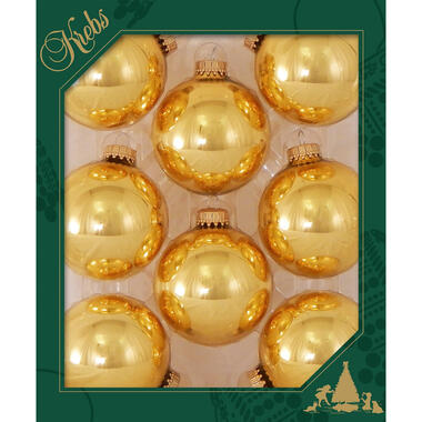 Krebs Kerstballen - 8 stuks - topaas goud - glas - 7 cm product