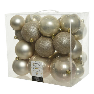 Decoris Kerstballen - 26ST - licht parel/champagne - kunststof product
