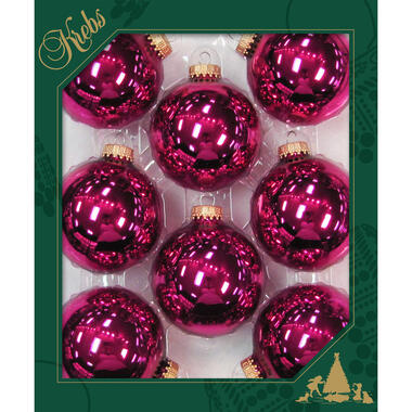 Krebs Kerstballen - 8 stuks - roze glans - glas - 7 cm product