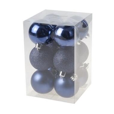 Decoris Kerstballen - 12 stuks - donkerblauw - mat/glans - 6 cm product