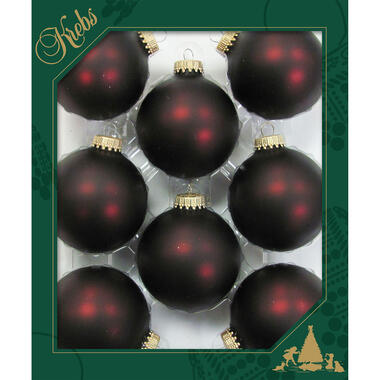 Krebs Kerstballen - 8 stuks - bruin-rood - glas - 7 cm product