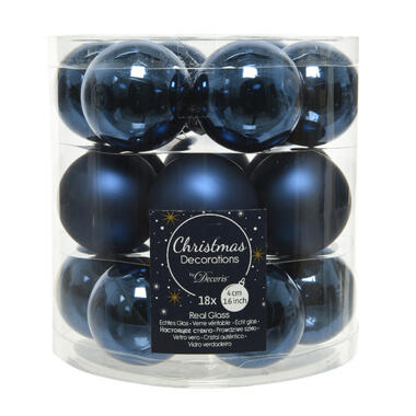 Decoris Kleine kerstballen - 18x - donkerblauw - D4 cm - glas product