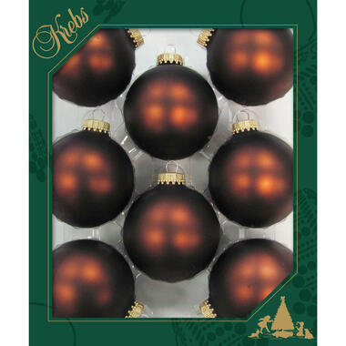 Krebs Kerstballen - 8 stuks - velvet bruin - glas - 7 cm product