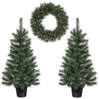 Black Box set - kerstboompjes 2x st - incl. kerstkrans - groen - Glendon product