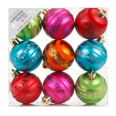 Inge goods Kerstballen - 9 stuks - gekleurd - mix - 6 cm product