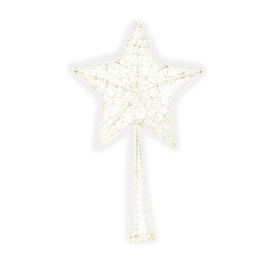 Cosy & Trendy Kerstboompiek - kerstster - glitter - wit - 28 cm product