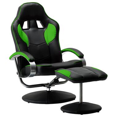 vidaXL Racestoel verstelbaar met voetenbankje kunstleer groen product