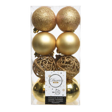 Decoris Kerstballen - 16 stuks - goud - 6 cm product