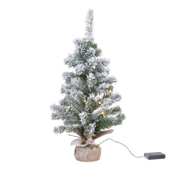 Everlands Kerstboom - met nepsneeuw - verlicht - 90 cm product