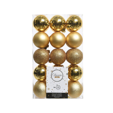Decoris Kerstballen - 30 ST - goudkleurig - 6 cm - mix product