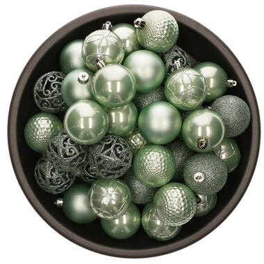 Bellatio Decorations kerstballen -37x -mintgroen -6 cm -kunststof product