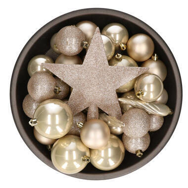 Bellatio decorations Kerstballen - 33 st - parelmoer - met piek product