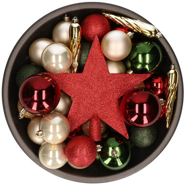 Bellatio Decorations kerstballen - 34-dlg - rood/groen/champagne product