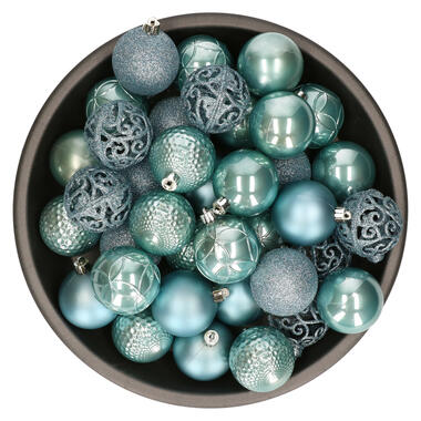 Bellatio Decorations kerstballen -37x -ijsblauw -6 cm -kunststof product