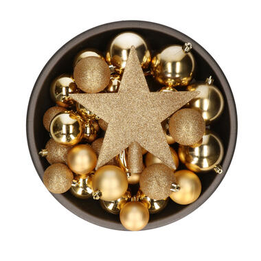 Bellatio Decorations kerstballen -34-dlg - goud -kunststof product