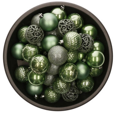 Bellatio Decorations Kerstballen - 37ST - salie groen - 6 cm product