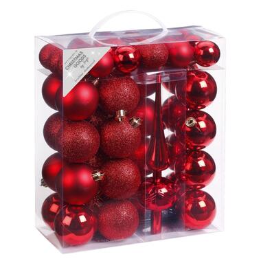 Inge goods Kerstballen - 47 stuks - rood - mat - glans - piek product