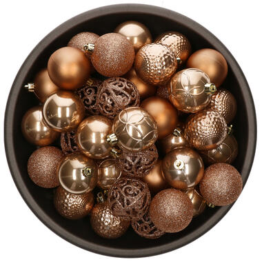 Bellatio Decorations Kerstballen - 37x st - camel bruin - 6 cm product