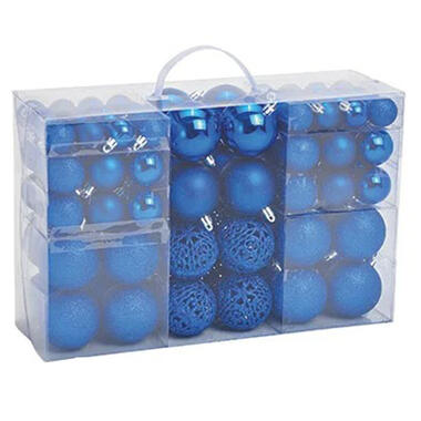 Kerstballen - 100 stuks - blauw - kunststof - 3-4-6 cm product