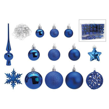 G. Wurm Kerstballen - 111 stuks - blauw - kunststof - 3-4-6 cm product