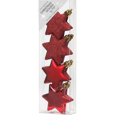 Inge Christmas goods Kersthangers - 8 stuks - sterren - rood - 6 cm product