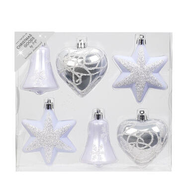 Inge Christmas goods Kersthangers - 6 stuks - figuurtjes - wit - 9 cm product