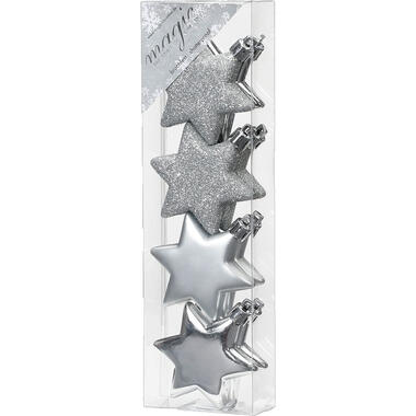 Inge Christmas goods Kersthangers - 8 stuks - sterren - zilver - 6 cm product