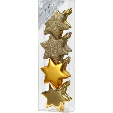 Inge Christmas goods Kersthangers - 8 stuks - sterren - goud - 6 cm product