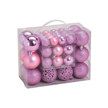 G. Wurm Kerstballen - 50ST - roze - 3 - 4 - 6 cm - kunststof product