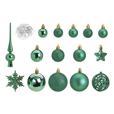 Kerstballen - 110 stuks - met piek - emerald groen - kunststof product