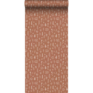 ESTAhome behang - bloemmotief - terracotta en wit - 0,53 x 10,05 m - 139325 product