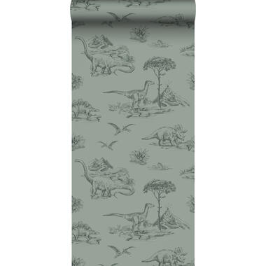 ESTAhome behang - dinosaurussen - vergrijsd groen - 0,53 x 10,05 m - 139358 product