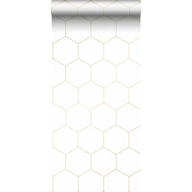 ESTAhome behang - hexagon - wit en goud - 0,53 x 10,05 m - 139312 product