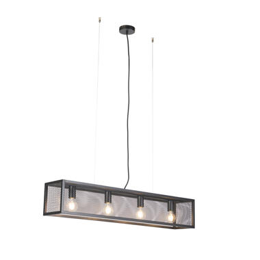QAZQA IndustriÃ«le hanglamp zwart met gaas 4-lichts - Cage product