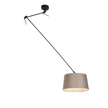 QAZQA Hanglamp met linnen kap taupe 35 cm - Blitz I zwart product
