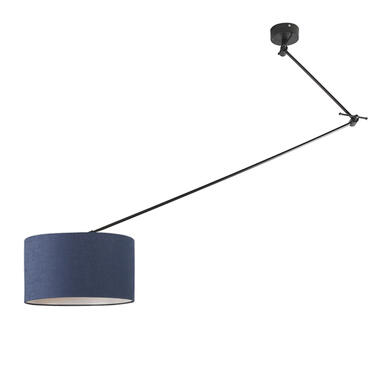 QAZQA Hanglamp zwart met kap 35 cm blauw verstelbaar - Blitz I product