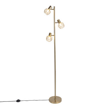QAZQA Design vloerlamp goud 3-lichts verstelbaar - Mesh product