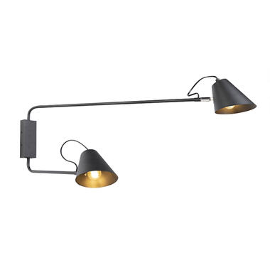 QAZQA Design wandlamp zwart 2-lichts verstelbaar - Lune product