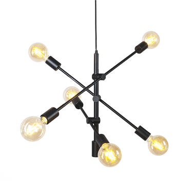 QAZQA Industriële hanglamp zwart 6-lichts - Sydney product