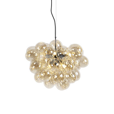 QAZQA Art Deco hanglamp zwart met Amber glas 8-lichts - Uvas product