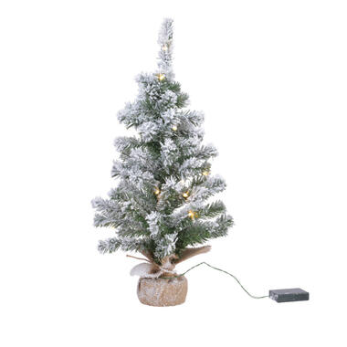 Everlands Kunstkerstboom - met nepsneeuw en verlichting - 60 cm product