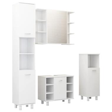 vidaXL 4-delige Badkamermeubelset spaanplaat hoogglans wit 80 x 20.5 x 64 cm product