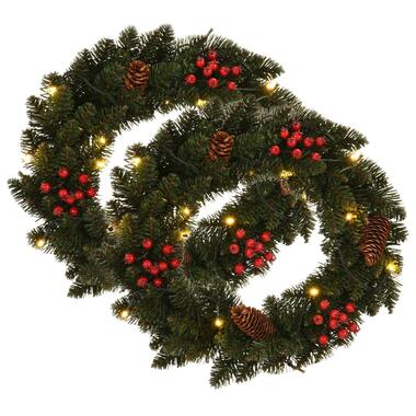 vidaXL Kerstkransen 2 st met decoratie 45 cm groen product