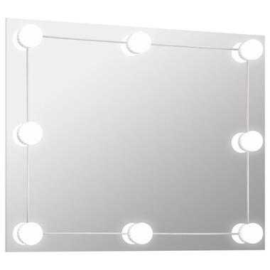 vidaXL Wandspiegel zonder lijst met LED-lampen rechthoekig glas Zilverkleurig product