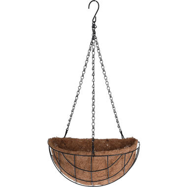 Pro Garden Hanging basket - aan ketting - metaal - zwart - 26 x 14 cm product