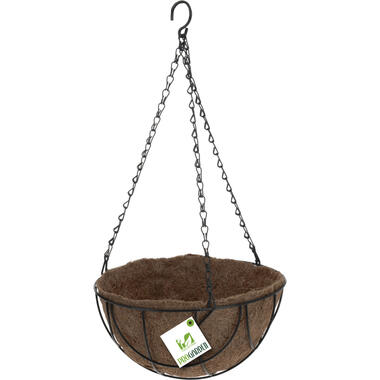 Pro Garden Hanging basket - met ketting - metaal - zwart - 25 x 14 cm product