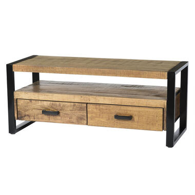 Livingfurn - TV Meubel Nairobi 120cm - Mangohout / Gecoat Staal