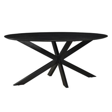 Livingfurn - Eetkamertafel Oslo Ovaal Zwart - Acasia Hout - 180 cm